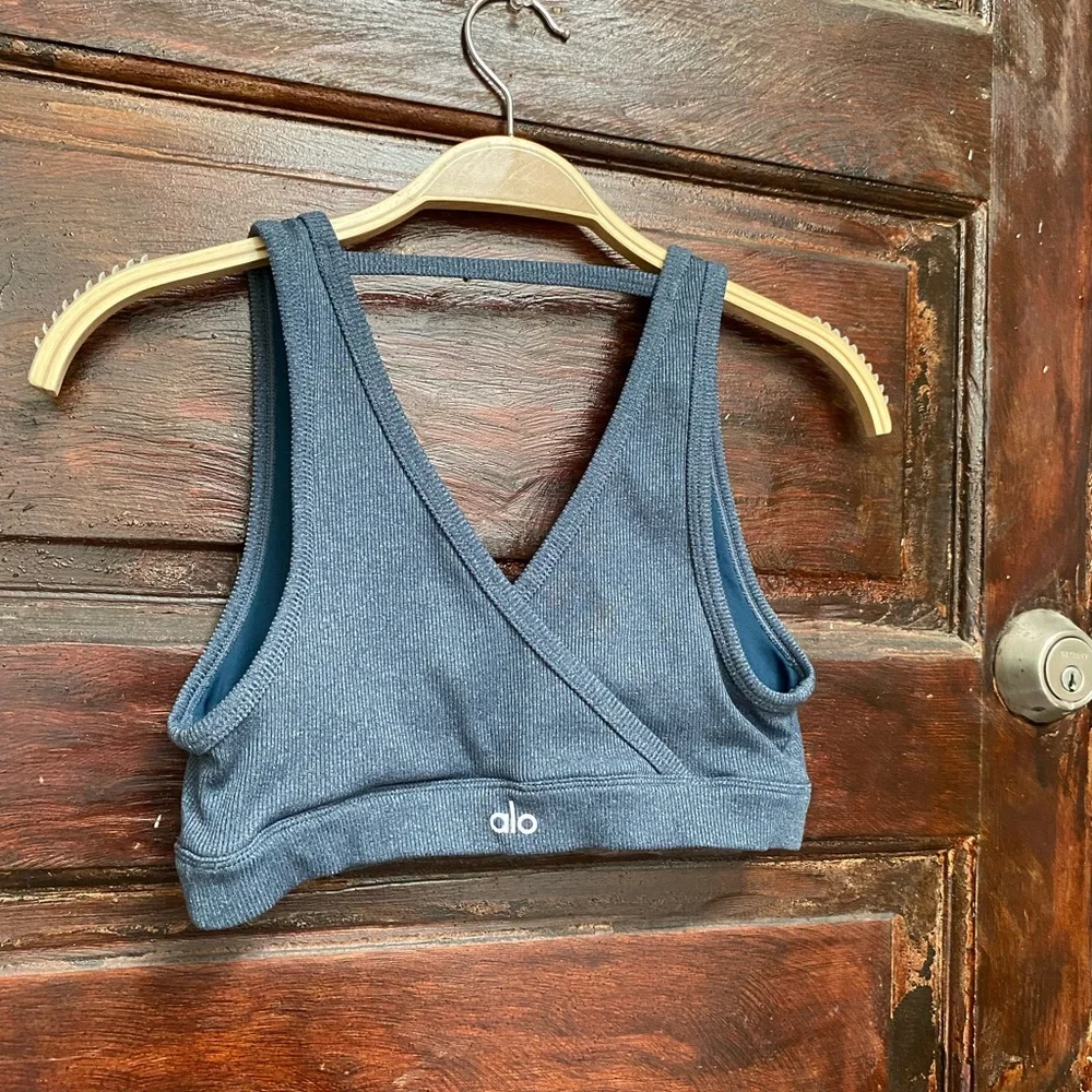ALO Yoga Blue Cross-Back Sports Bra